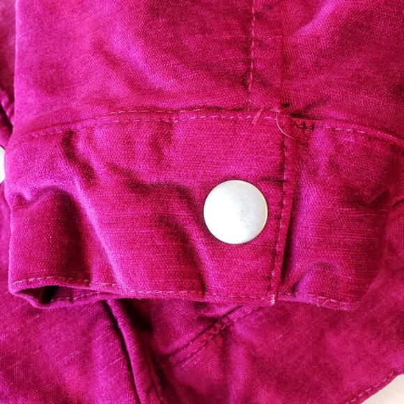 FREE PEOPLE Velvet Bomber Trucker Jacket Fuchsia Women's Size XS Fully Lined - Picture 13 of 15